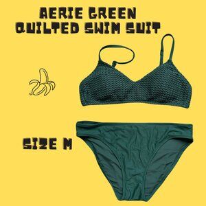 🟡 Aerie Green Swim Suit / Quilted Top | Size M  🟡